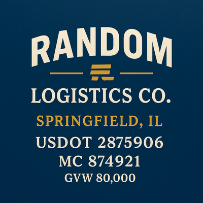 Trucking, Logistics, Transport Inspired Truck Door Lettering Decal Sticker Signs For Style & Compliance With USDOT, MC, GVW Or Any Regulation Number Lines (Set of 2)