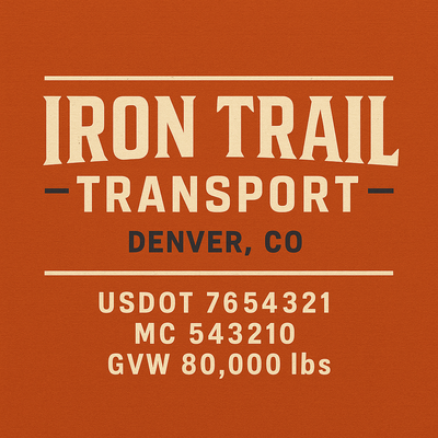 Trucking, Logistics, Transport Inspired Truck Door Lettering Decal Sticker Signs For Style & Compliance With USDOT, MC, GVW Or Any Regulation Number Lines (Set of 2)
