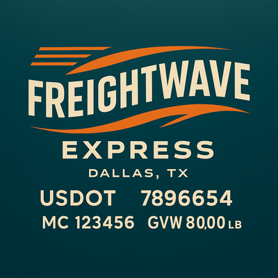 Trucking, Logistics, Transport Inspired Truck Door Lettering Decal Sticker Signs For Style & Compliance With USDOT, MC, GVW Or Any Regulation Number Lines (Set of 2)