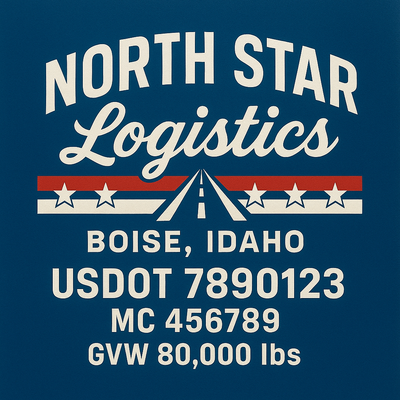 Trucking, Logistics, Transport Inspired Truck Door Lettering Decal Sticker Signs For Style & Compliance With USDOT, MC, GVW Or Any Regulation Number Lines (Set of 2)