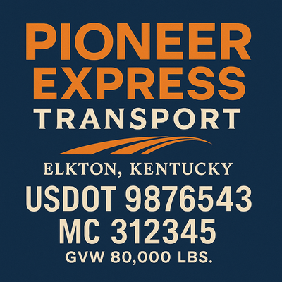 Trucking, Logistics, Transport Inspired Truck Door Lettering Decal Sticker Signs For Style & Compliance With USDOT, MC, GVW Or Any Regulation Number Lines (Set of 2)