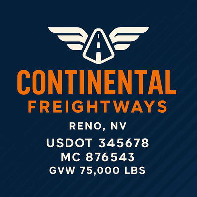 Trucking, Logistics, Transport Inspired Truck Door Lettering Decal Sticker Signs For Style & Compliance With USDOT, MC, GVW Or Any Regulation Number Lines (Set of 2)