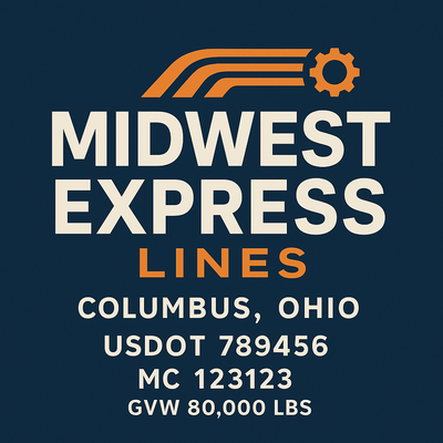 Trucking, Logistics, Transport Inspired Truck Door Lettering Decal Sticker Signs For Style & Compliance With USDOT, MC, GVW Or Any Regulation Number Lines (Set of 2)