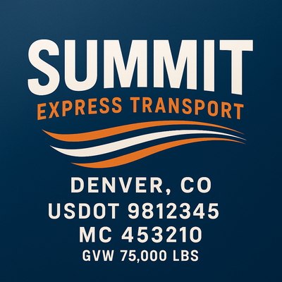 Trucking, Logistics, Transport Inspired Truck Door Lettering Decal Sticker Signs For Style & Compliance With USDOT, MC, GVW Or Any Regulation Number Lines (Set of 2)