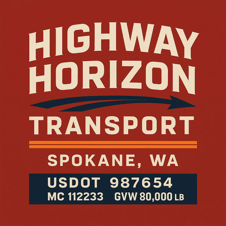 Trucking, Logistics, Transport Inspired Truck Door Lettering Decal Sticker Signs For Style & Compliance With USDOT, MC, GVW Or Any Regulation Number Lines (Set of 2)