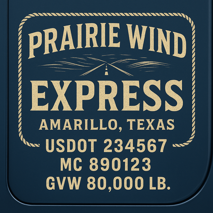 Trucking, Logistics, Transport Inspired Truck Door Lettering Decal Sticker Signs For Style & Compliance With USDOT, MC, GVW Or Any Regulation Number Lines (Set of 2)