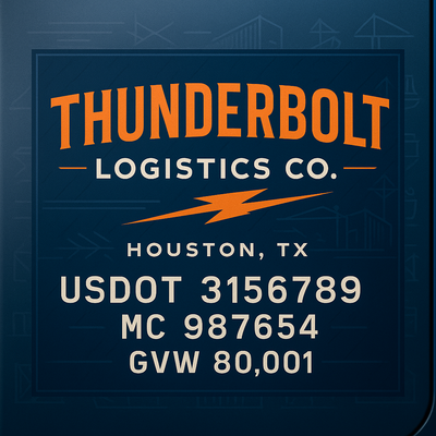 Trucking, Logistics, Transport Inspired Truck Door Lettering Decal Sticker Signs For Style & Compliance With USDOT, MC, GVW Or Any Regulation Number Lines (Set of 2)