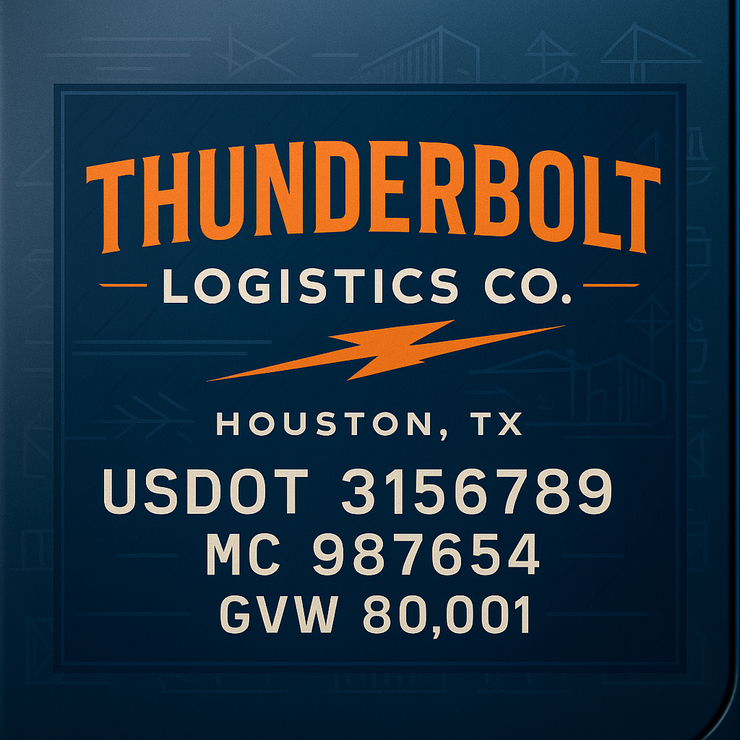 Trucking, Logistics, Transport Inspired Truck Door Lettering Decal Sticker Signs For Style & Compliance With USDOT, MC, GVW Or Any Regulation Number Lines (Set of 2)
