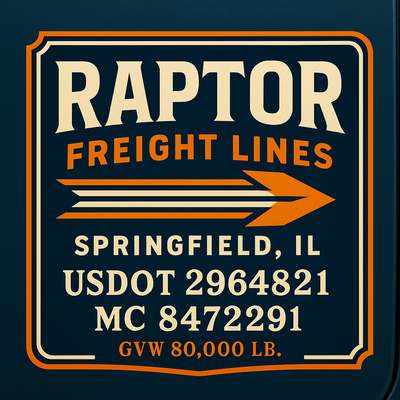 Trucking, Logistics, Transport Inspired Truck Door Lettering Decal Sticker Signs For Style & Compliance With USDOT, MC, GVW Or Any Regulation Number Lines (Set of 2)