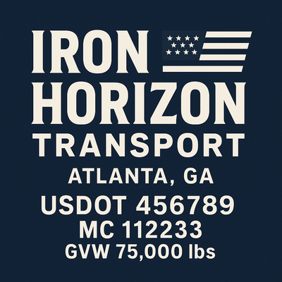 Trucking, Logistics, Transport Inspired Truck Door Lettering Decal Sticker Signs For Style & Compliance With USDOT, MC, GVW Or Any Regulation Number Lines (Set of 2)