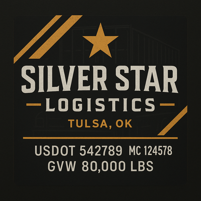 Trucking, Logistics, Transport Inspired Truck Door Lettering Decal Sticker Signs For Style & Compliance With USDOT, MC, GVW Or Any Regulation Number Lines (Set of 2)