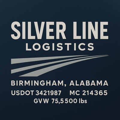 Trucking, Logistics, Transport Inspired Truck Door Lettering Decal Sticker Signs For Style & Compliance With USDOT, MC, GVW Or Any Regulation Number Lines (Set of 2)