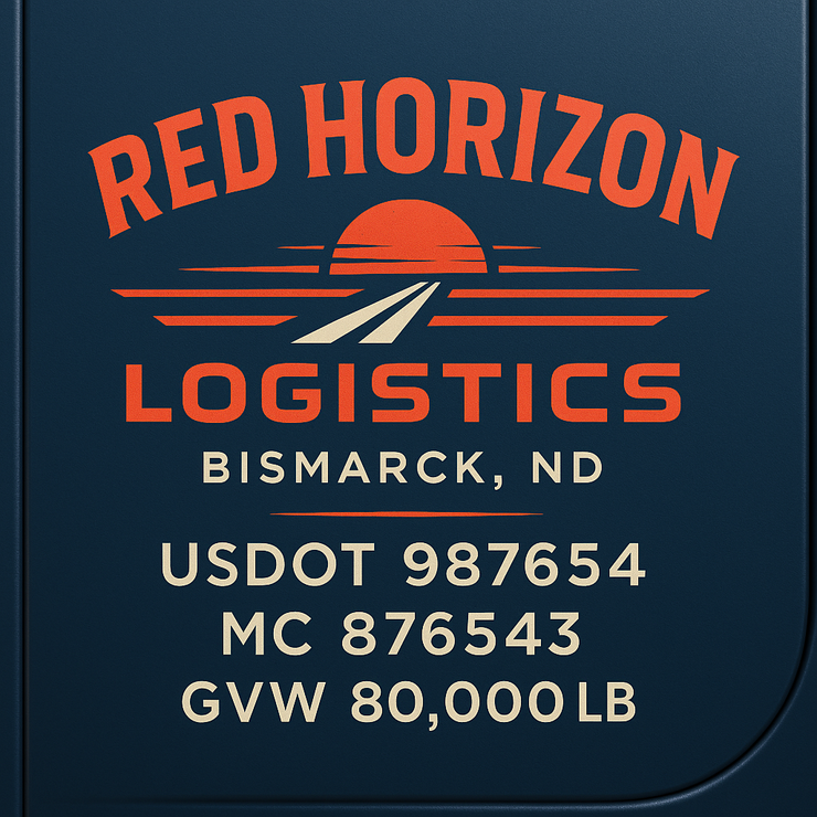 Trucking, Logistics, Transport Inspired Truck Door Lettering Decal Sticker Signs For Style & Compliance With USDOT, MC, GVW Or Any Regulation Number Lines (Set of 2)