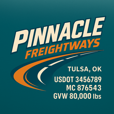 Trucking, Logistics, Transport Inspired Truck Door Lettering Decal Sticker Signs For Style & Compliance With USDOT, MC, GVW Or Any Regulation Number Lines (Set of 2)