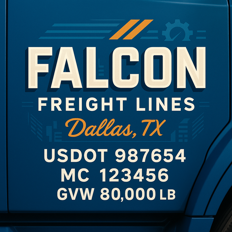 Trucking, Logistics, Transport Inspired Truck Door Lettering Decal Sticker Signs For Style & Compliance With USDOT, MC, GVW Or Any Regulation Number Lines (Set of 2)