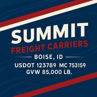 Trucking, Logistics, Transport Inspired Truck Door Lettering Decal Sticker Signs For Style & Compliance With USDOT, MC, GVW Or Any Regulation Number Lines (Set of 2)