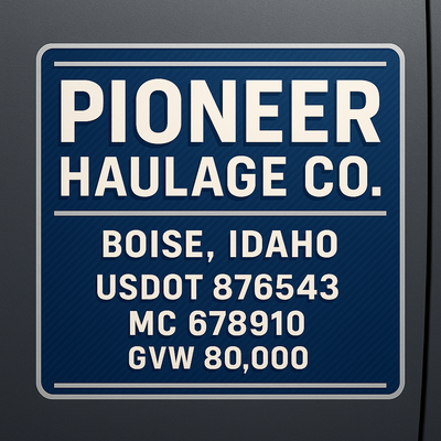 Trucking, Logistics, Transport Inspired Truck Door Lettering Decal Sticker Signs For Style & Compliance With USDOT, MC, GVW Or Any Regulation Number Lines (Set of 2)