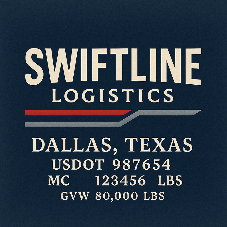 Trucking, Logistics, Transport Inspired Truck Door Lettering Decal Sticker Signs For Style & Compliance With USDOT, MC, GVW Or Any Regulation Number Lines (Set of 2)
