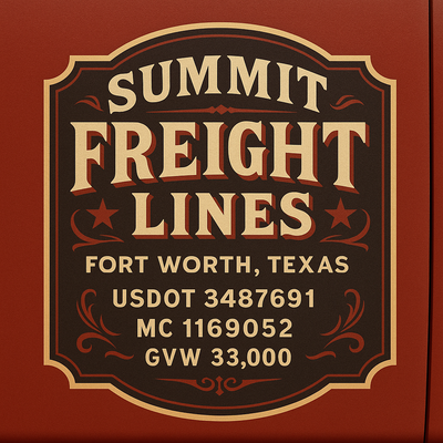Trucking, Logistics, Transport Inspired Truck Door Lettering Decal Sticker Signs For Style & Compliance With USDOT, MC, GVW Or Any Regulation Number Lines (Set of 2)