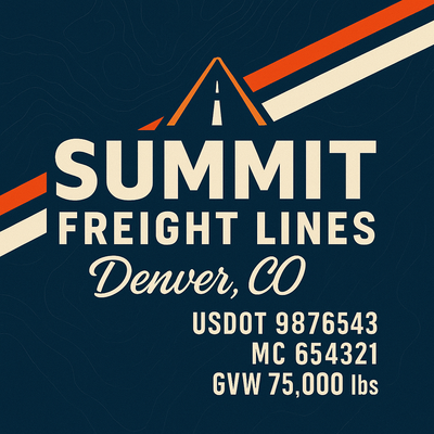 Trucking, Logistics, Transport Inspired Truck Door Lettering Decal Sticker Signs For Style & Compliance With USDOT, MC, GVW Or Any Regulation Number Lines (Set of 2)
