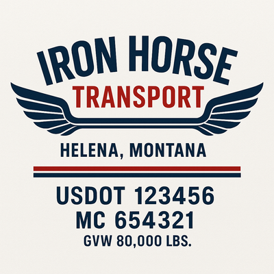 Trucking, Logistics, Transport Inspired Truck Door Lettering Decal Sticker Signs For Style & Compliance With USDOT, MC, GVW Or Any Regulation Number Lines (Set of 2)