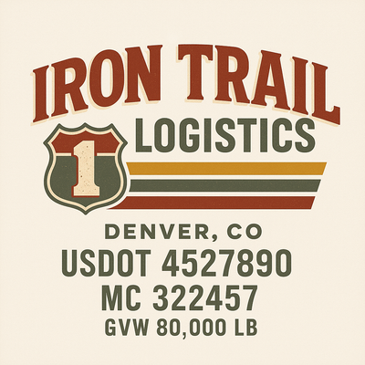 Trucking, Logistics, Transport Inspired Truck Door Lettering Decal Sticker Signs For Style & Compliance With USDOT, MC, GVW Or Any Regulation Number Lines (Set of 2)
