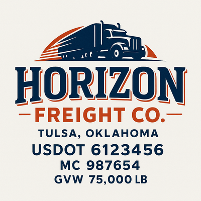 Trucking, Logistics, Transport Inspired Truck Door Lettering Decal Sticker Signs For Style & Compliance With USDOT, MC, GVW Or Any Regulation Number Lines (Set of 2)