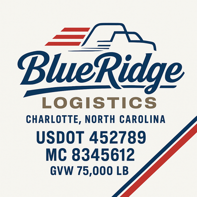 Trucking, Logistics, Transport Inspired Truck Door Lettering Decal Sticker Signs For Style & Compliance With USDOT, MC, GVW Or Any Regulation Number Lines (Set of 2)