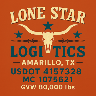 Trucking, Logistics, Transport Inspired Truck Door Lettering Decal Sticker Signs For Style & Compliance With USDOT, MC, GVW Or Any Regulation Number Lines (Set of 2)