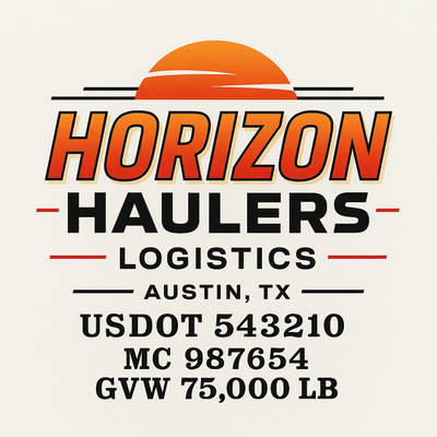Trucking, Logistics, Transport Inspired Truck Door Lettering Decal Sticker Signs For Style & Compliance With USDOT, MC, GVW Or Any Regulation Number Lines (Set of 2)
