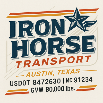 Trucking, Logistics, Transport Inspired Truck Door Lettering Decal Sticker Signs For Style & Compliance With USDOT, MC, GVW Or Any Regulation Number Lines (Set of 2)