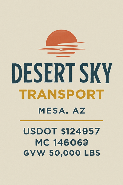 Trucking, Logistics, Transport Inspired Truck Door Lettering Decal Sticker Signs For Style & Compliance With USDOT, MC, GVW Or Any Regulation Number Lines (Set of 2)
