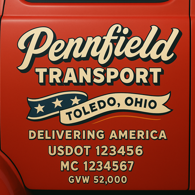 Trucking, Logistics, Transport Inspired Truck Door Lettering Decal Sticker Signs For Style & Compliance With USDOT, MC, GVW Or Any Regulation Number Lines (Set of 2)