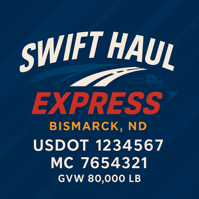 Trucking, Logistics, Transport Inspired Truck Door Lettering Decal Sticker Signs For Style & Compliance With USDOT, MC, GVW Or Any Regulation Number Lines (Set of 2)