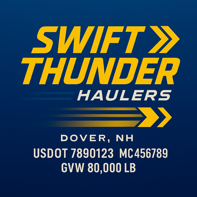Trucking, Logistics, Transport Inspired Truck Door Lettering Decal Sticker Signs For Style & Compliance With USDOT, MC, GVW Or Any Regulation Number Lines (Set of 2)
