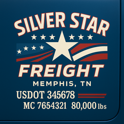 Trucking, Logistics, Transport Inspired Truck Door Lettering Decal Sticker Signs For Style & Compliance With USDOT, MC, GVW Or Any Regulation Number Lines (Set of 2)