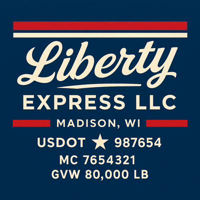 Trucking, Logistics, Transport Inspired Truck Door Lettering Decal Sticker Signs For Style & Compliance With USDOT, MC, GVW Or Any Regulation Number Lines (Set of 2)