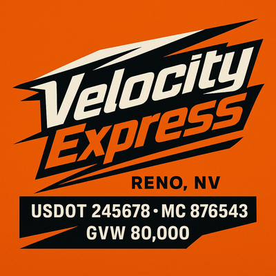 Trucking, Logistics, Transport Inspired Truck Door Lettering Decal Sticker Signs For Style & Compliance With USDOT, MC, GVW Or Any Regulation Number Lines (Set of 2)