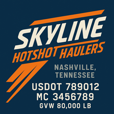 Trucking, Logistics, Transport Inspired Truck Door Lettering Decal Sticker Signs For Style & Compliance With USDOT, MC, GVW Or Any Regulation Number Lines (Set of 2)