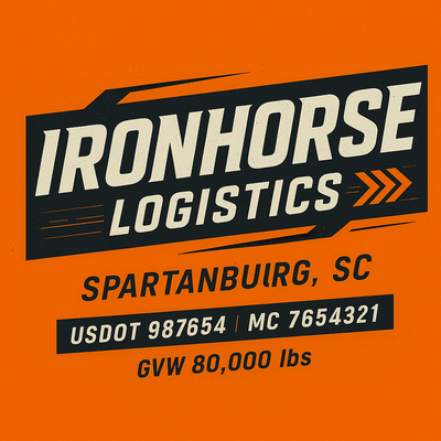 Trucking, Logistics, Transport Inspired Truck Door Lettering Decal Sticker Signs For Style & Compliance With USDOT, MC, GVW Or Any Regulation Number Lines (Set of 2)