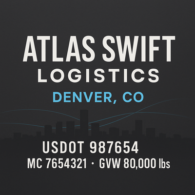 Trucking, Logistics, Transport Inspired Truck Door Lettering Decal Sticker Signs For Style & Compliance With USDOT, MC, GVW Or Any Regulation Number Lines (Set of 2)