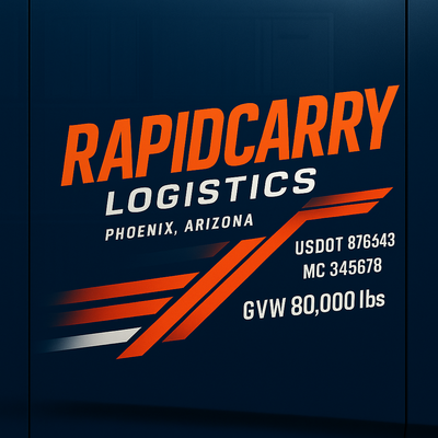 Trucking, Logistics, Transport Inspired Truck Door Lettering Decal Sticker Signs For Style & Compliance With USDOT, MC, GVW Or Any Regulation Number Lines (Set of 2)
