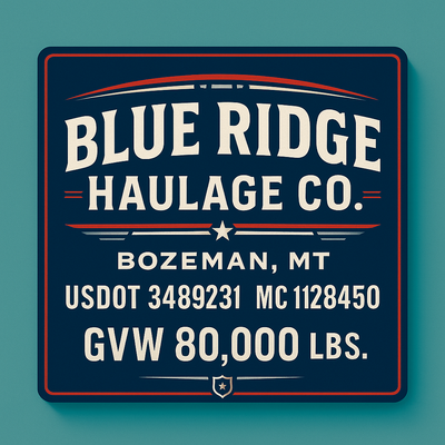 Trucking, Logistics, Transport Inspired Truck Door Lettering Decal Sticker Signs For Style & Compliance With USDOT, MC, GVW Or Any Regulation Number Lines (Set of 2)