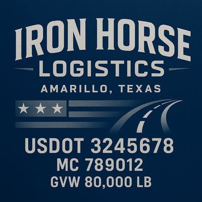 Trucking, Logistics, Transport Inspired Truck Door Lettering Decal Sticker Signs For Style & Compliance With USDOT, MC, GVW Or Any Regulation Number Lines (Set of 2)