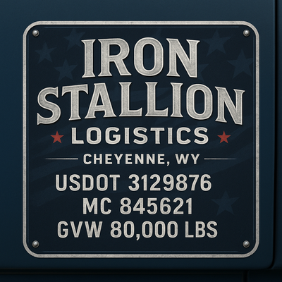 Trucking, Logistics, Transport Inspired Truck Door Lettering Decal Sticker Signs For Style & Compliance With USDOT, MC, GVW Or Any Regulation Number Lines (Set of 2)
