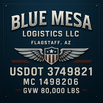 Trucking, Logistics, Transport Inspired Truck Door Lettering Decal Sticker Signs For Style & Compliance With USDOT, MC, GVW Or Any Regulation Number Lines (Set of 2)
