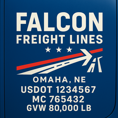 Trucking, Logistics, Transport Inspired Truck Door Lettering Decal Sticker Signs For Style & Compliance With USDOT, MC, GVW Or Any Regulation Number Lines (Set of 2)