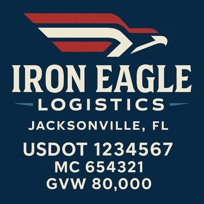 Trucking, Logistics, Transport Inspired Truck Door Lettering Decal Sticker Signs For Style & Compliance With USDOT, MC, GVW Or Any Regulation Number Lines (Set of 2)