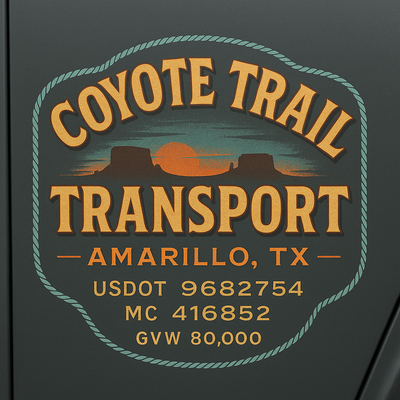 Trucking, Logistics, Transport Inspired Truck Door Lettering Decal Sticker Signs For Style & Compliance With USDOT, MC, GVW Or Any Regulation Number Lines (Set of 2)