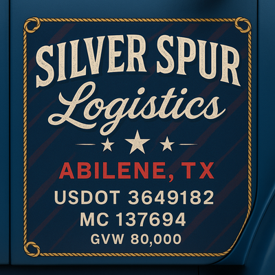 Trucking, Logistics, Transport Inspired Truck Door Lettering Decal Sticker Signs For Style & Compliance With USDOT, MC, GVW Or Any Regulation Number Lines (Set of 2)